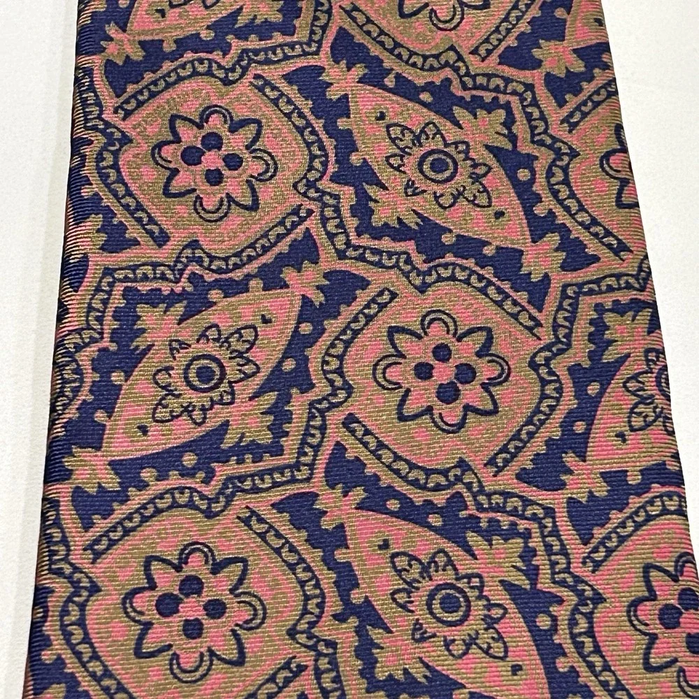 Liberty of London Geometric Paisley Silk Necktie Mens Cooper Navy‎ 56x3.75